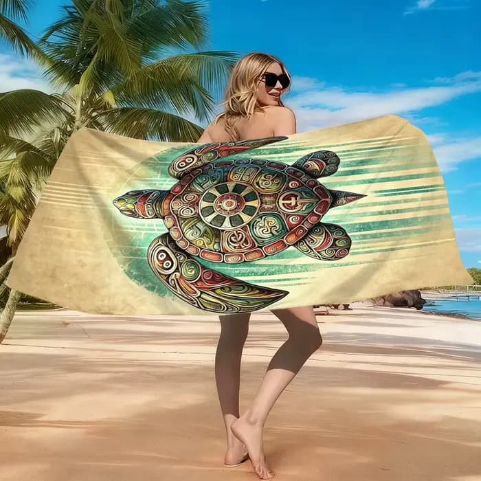 Serviette de plage en forme de tortue de mer