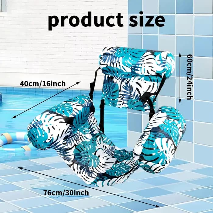 Chaise longue gonflable à imprimé tropical avec dossier