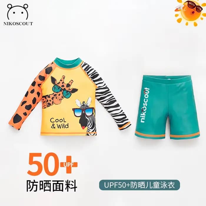 Bas de maillot de bain pour enfants bébé Orange garçon 10 ans printemps chaud à manches longues protection solaire fendue séchage rapide maillot de bain pour enfants moyens et grands