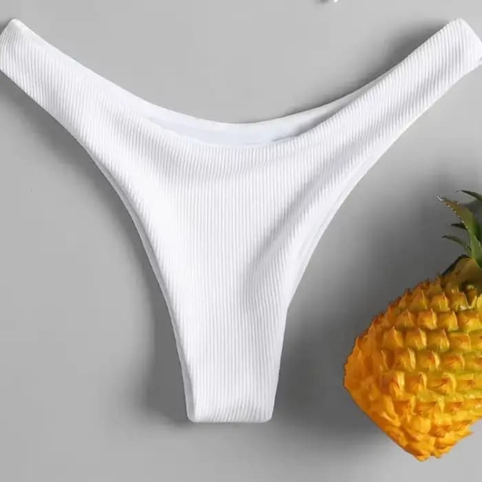 Sexy femmes côtelé bustier tubulaire Bikini ensemble blanc maillot De bain