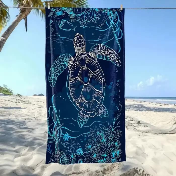 Serviette de plage en microfibre Turtle Sea Line