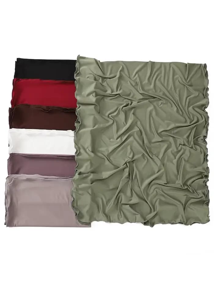 Hijab de luxe en Jersey à bord ondulé pour femmes, couleur unie, foulard en soie de lait, châle d'automne, écharpe en mousseline de soie extensible, Ramanda