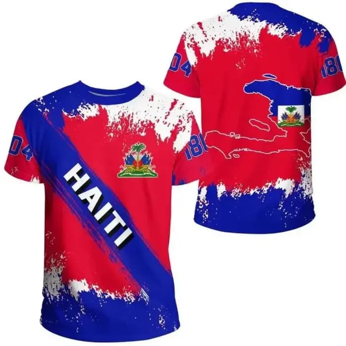 T-shirt de sport respirant à séchage rapide pour hommes et femmes, imprimé 3D drapeau de l'île d'Haïti, maillot de football, entraînement d'équipe, haut d'été à manches courtes