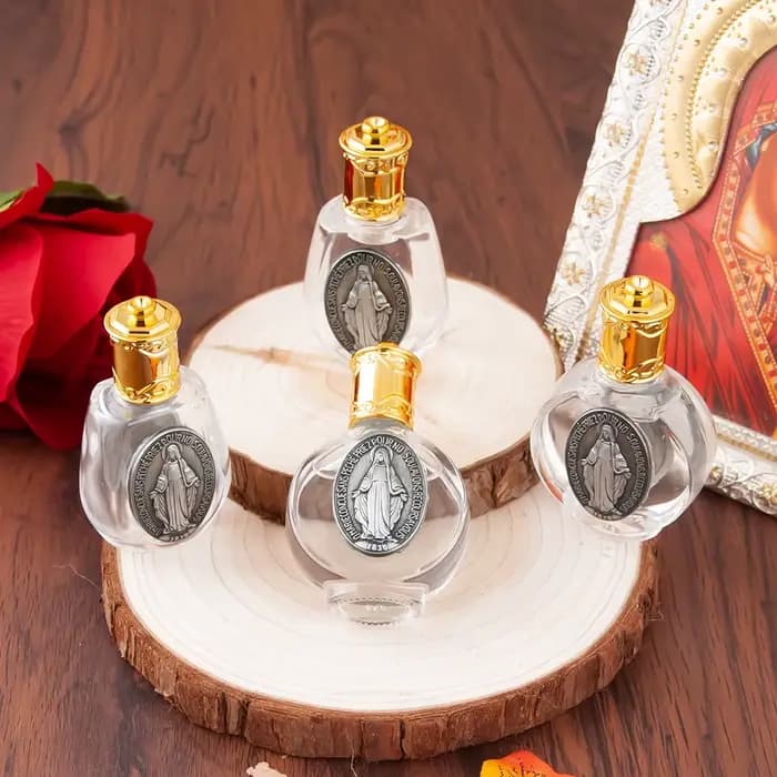 HTISOK Bouteille d'eau bénite chrétienne orthodoxe, navire sacré fabriqué à la main avec gravure croisée pour les sacrifiés d'église, les bénédictions de la maison