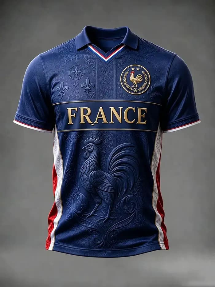 Maillot de football style français pour hommes et femmes, t-shirt à motif imprimé 3D, haut à manches courtes, séchage rapide, respirant, décontracté, pour l'extérieur, vêtements d'été