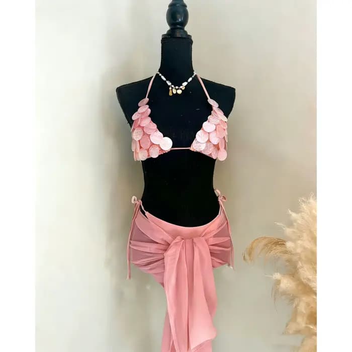 3 pièces Shell maillot de bain Bikini avec jupe maillots