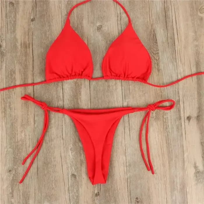Femmes string Bikini ensemble côté cravate Sexy maillot de bain Style bandeau