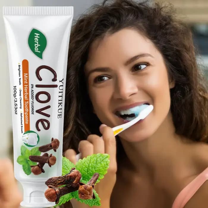 Dentifrice Herbal au Clou de Girofle YUITIKUE 100g, Formule Menthe, Nettoyage en Profondeur, Polissage des Dents, Rafraîchissement de l'Haleine