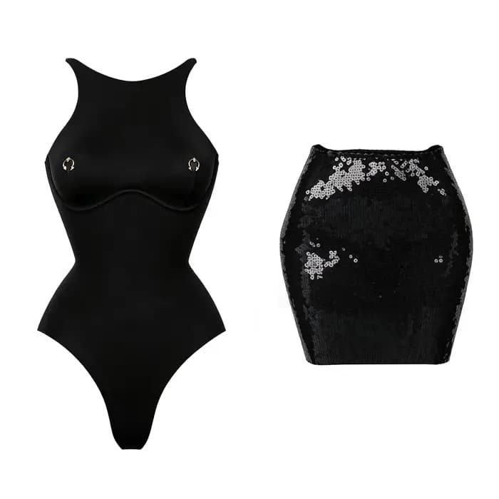 Maillot de bain sexy pour femme avec jupe, ensemble bikini, maillot de bain à coupe haute, tenue de plage, vêtements de villégiature, été, biquini