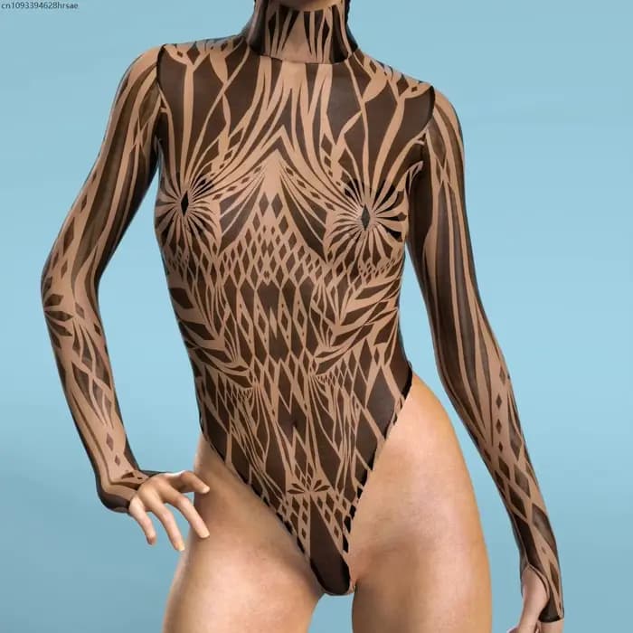 OA Maillot de bain une pièce sexy pour femme, style punk, à manches longues, pour la plage, les vacances, les fêtes et les déguisements cosplay