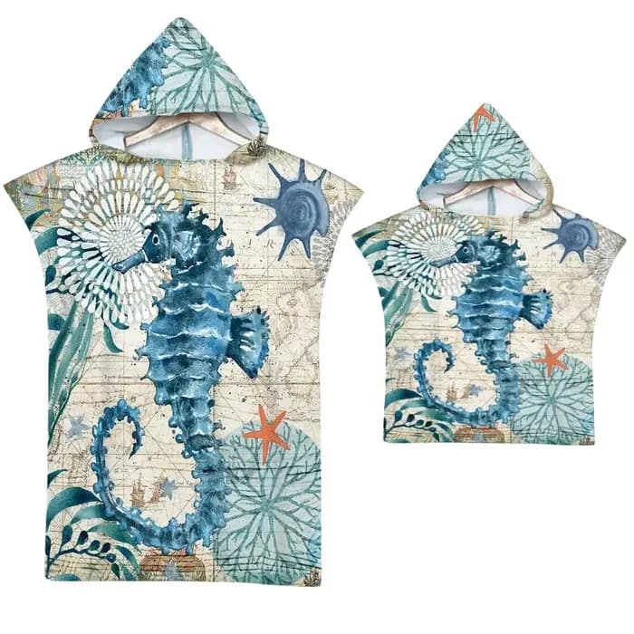 Serviette à capuche en microfibre à séchage rapide avec imprimé 2D de tortue marine