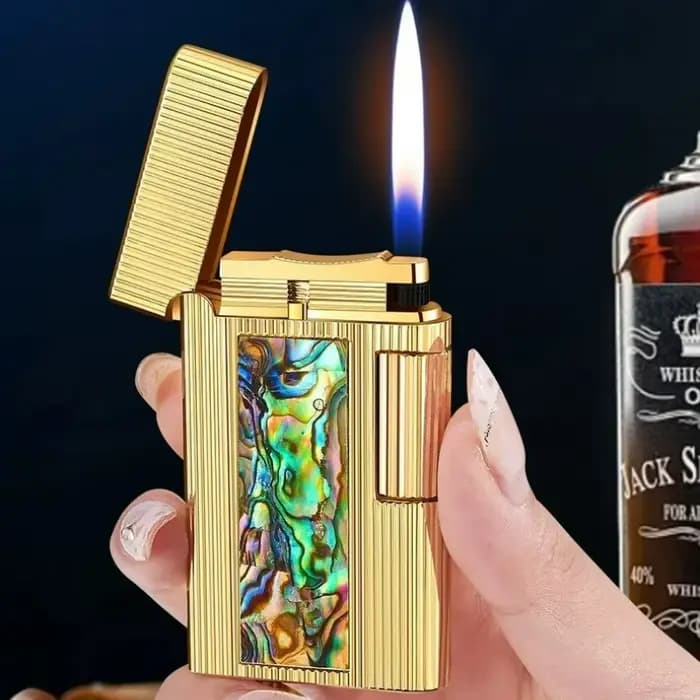 Briquet gonflable Derui à double face, sculpté et incrusté avec soin, briquet de luxe léger pour homme, cadeau haut de gamme