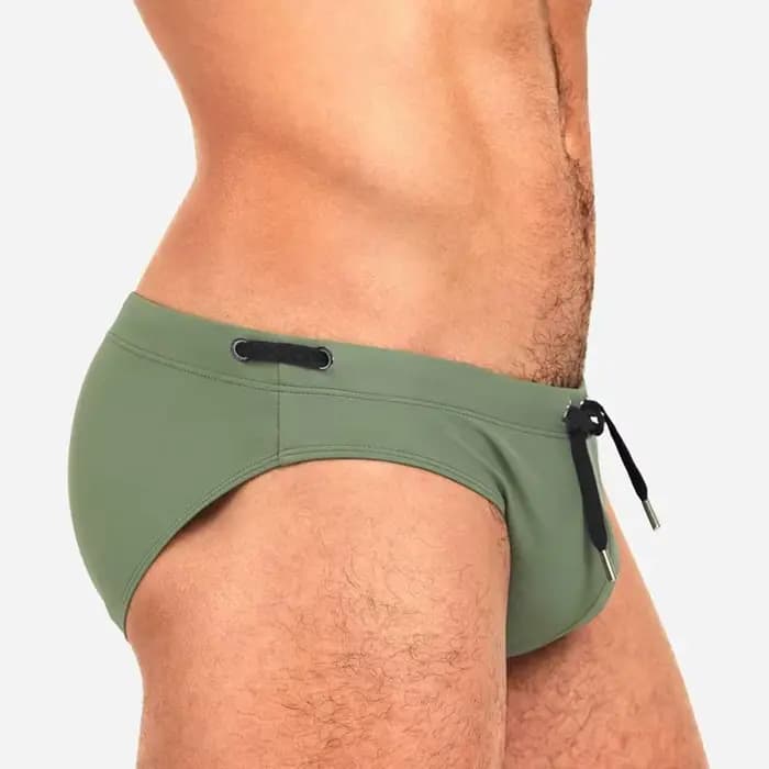 Slip de bain pour hommes, taille basse, couleur unie, maillot de bain de plage, culotte de bain, string, short de Surf, Push Up