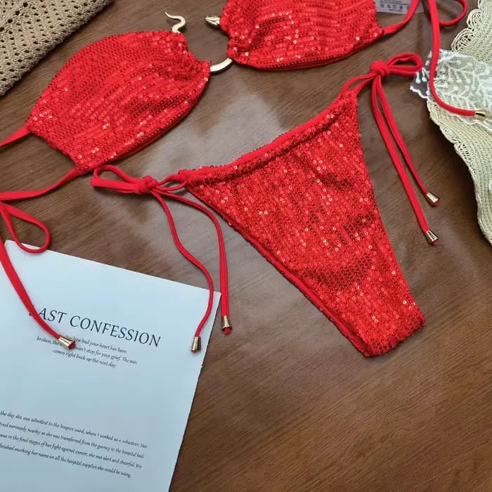 Ensemble de bikinis deux pièces brillants pour femmes