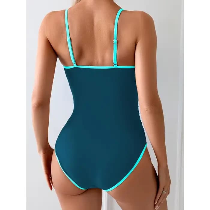 Maillot de bain une pièce pour femmes, contrôle du ventre, amincissant, bloc de couleurs, bretelles, piscine, sources chaudes, Bikini, body