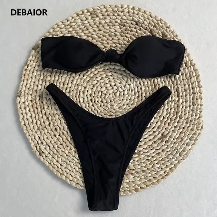DEBAIOR Sexy noeud Bikini ensemble maillot de bain pour femmes maillot de bain Push Up hors de l'épaule maillot de bain maillots de bain maillot de bain baigneurs