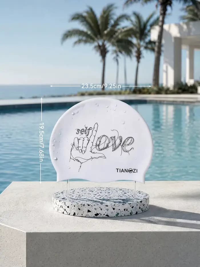 Bonnet de bain en silicone pour adultes, imprimé LOVE en anglais, imperméable, antidérapant, bonnet de bain à haute élasticité