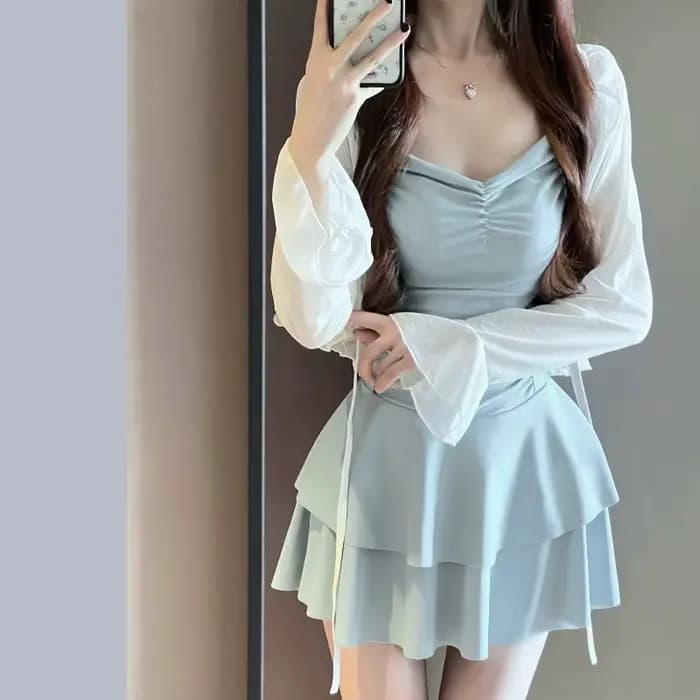 Maillot de bain sexy dos nu pour femme, style jupe, une pièce, effet amincissant, pour les étudiantes souhaitant profiter des sources chaudes