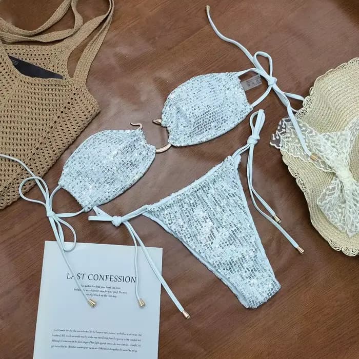 Ensemble de bikinis deux pièces brillants pour femmes