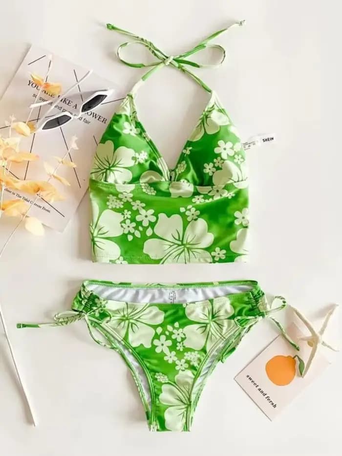 Cikini-Ensemble bikini licou à imprimé floral pour femme
