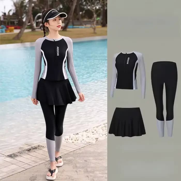 Maillot de bain d'été pour natation, Protection solaire, Style fendu conservateur, pantalon à manches longues, coupe cintrée, façonnant, combinaison de surf et de plongée