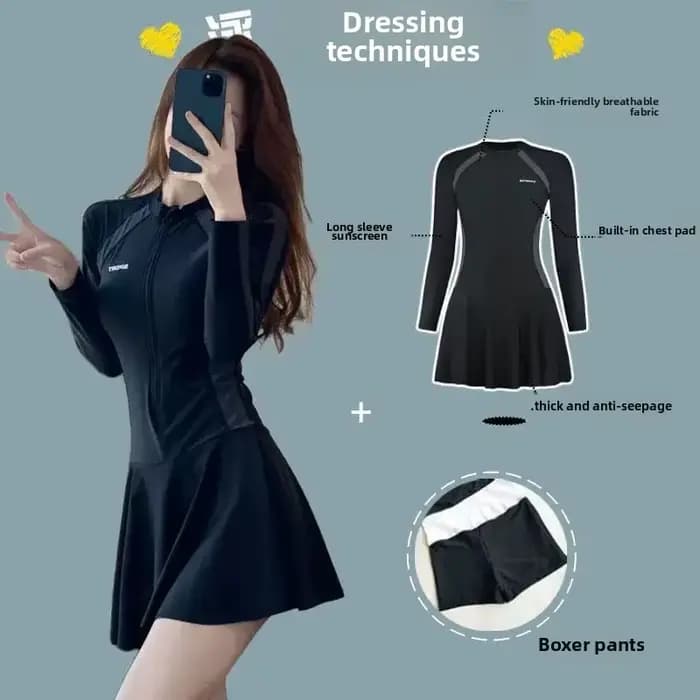 Maillot de bain une pièce à manches longues pour femmes