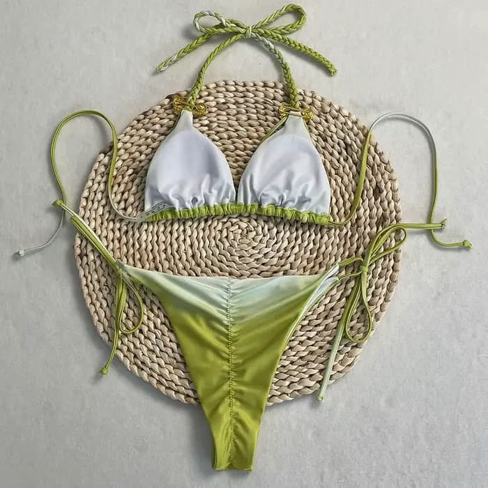 DEBAIOR maillot de bain 2025 femmes tendance maillots de bain deux pièces costumes cravate-teinture Bikini plage maillot de bain réglable licou cou sangle string