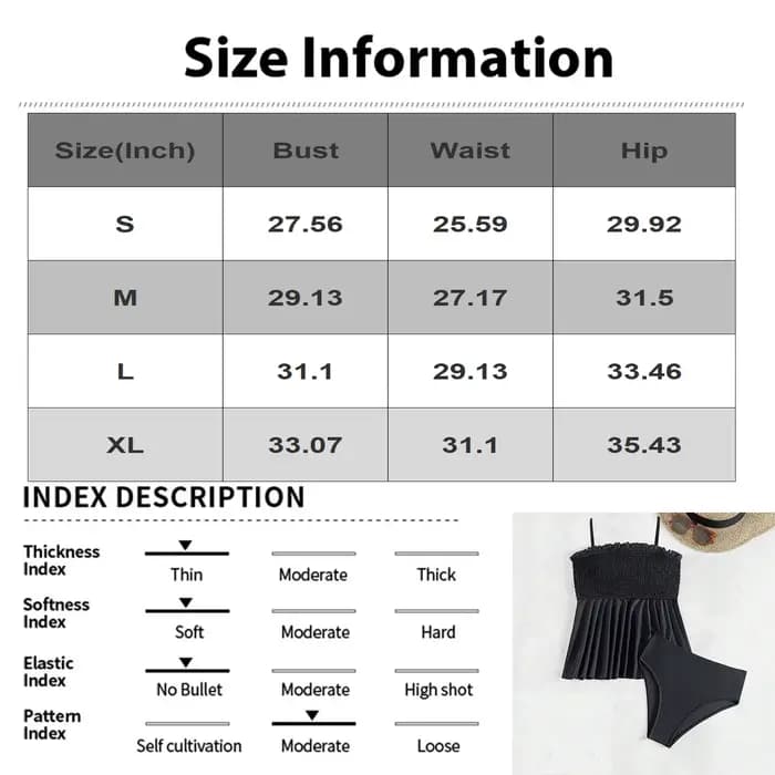 Ensemble Tankini 2 Pièces Uni Grande Taille pour Femme