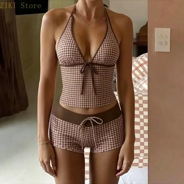 H4GF Ensemble 2 pièces pour Maillot bain tankini avec short Vintage
