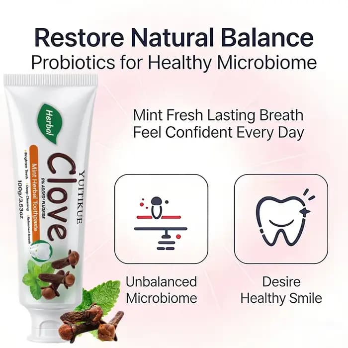 Dentifrice Herbal au Clou de Girofle YUITIKUE 100g, Formule Menthe, Nettoyage en Profondeur, Polissage des Dents, Rafraîchissement de l'Haleine