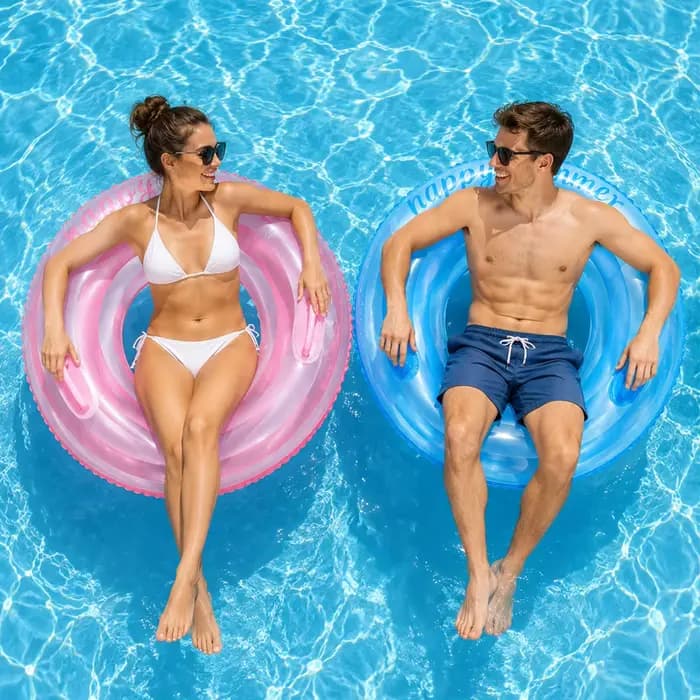 Flotteurs gonflables pour piscine et lac - Bouées rayées, tubes de piscine, anneaux de natation, flotteurs pour décorations de fête à la plage et à la piscine