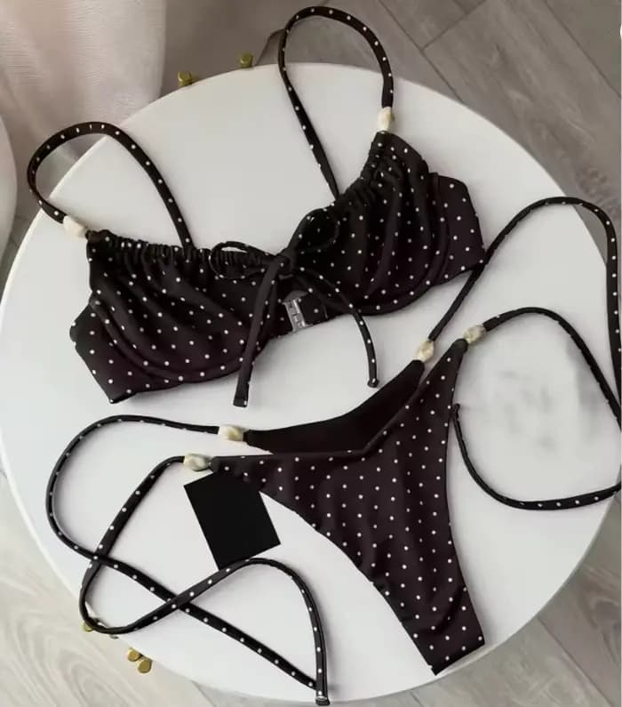 Nouveau Maillot de Bain Sexy 2026 avec Armatures et Rembourrage, Ensemble Micro Bikini à Lacets, Tenue de Plage Femme Push-Up Taille Basse, Biquini Décoré de Perles