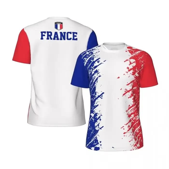 T-shirt à manches courtes pour hommes, imprimé drapeau de la France en 3D, pour sport et fitness, décontracté, à col rond, pour l'été