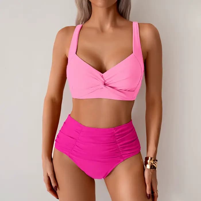 Maillots de bain bikini pour femmes 2026 – Ensembles deux pièces taille haute sans bretelles – Vêtements