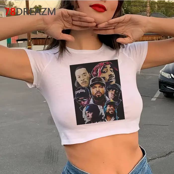 Eminem haut court femmes décontracté vintage kawaii harajuku kawaii t-shirt ulzzang esthétique