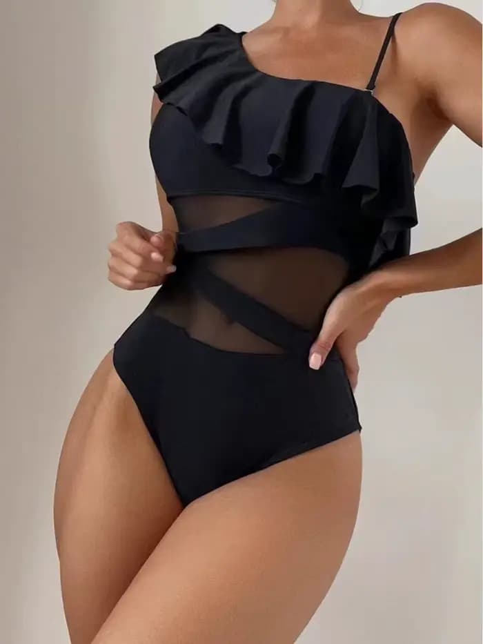 Maillot de bain une pièce sexy en maille unie 2026 pour femme