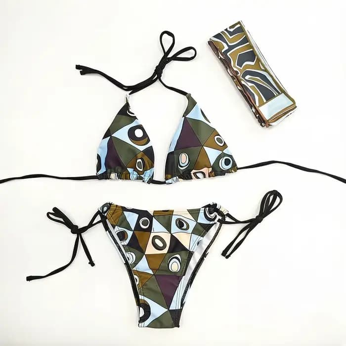 Nouvel ensemble bikini foulard bandeau femme 2026 au design classique avec logo signature lettre