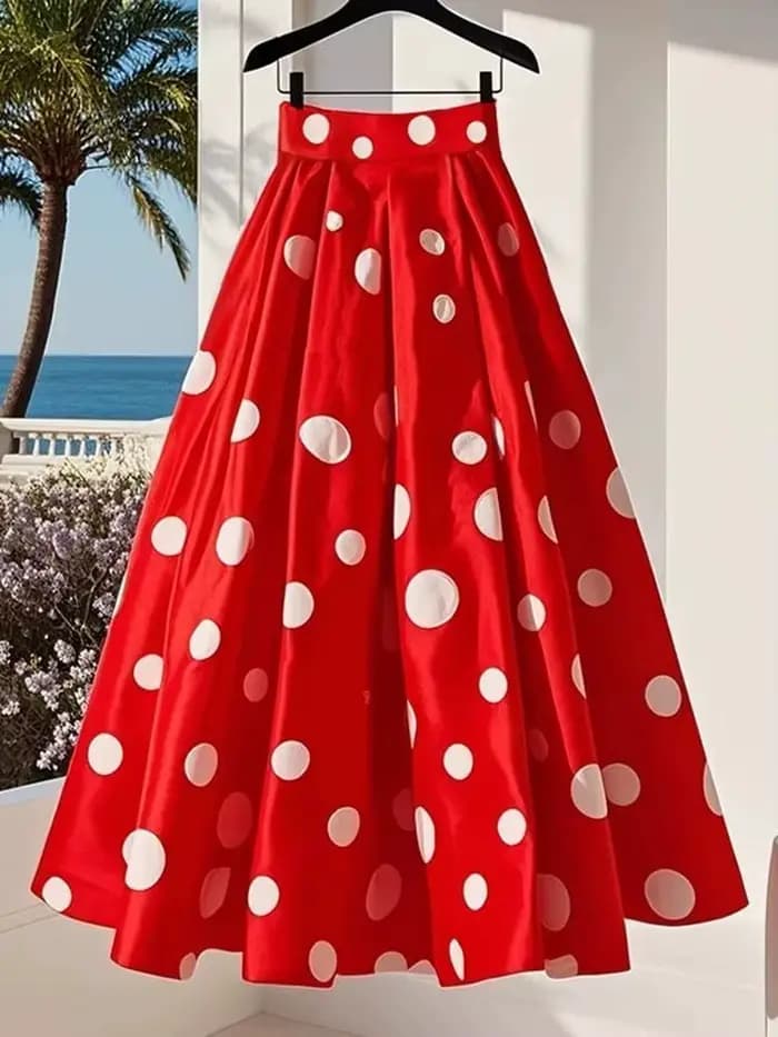Jupe plissée rouge à pois, style coréen, nouvelle collection pour femme