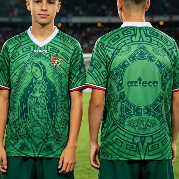 Maillot de football Mexique Guadalupe pour hommes, t-shirt pour femmes, haut pour garçons, t-shirt pour enfants, col en V, séchage rapide, manches courtes, t-shirt pour enfants