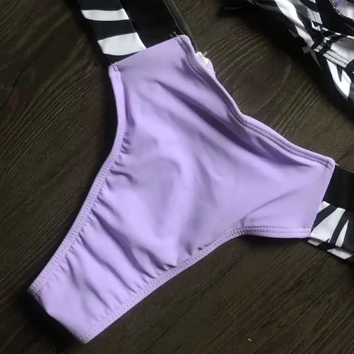 Sexy épissage zèbre licou Bikini brésilien femmes maillot de bain femme string maillots de bain deux pièces Bikini ensemble coupe haute maillot de bain bain