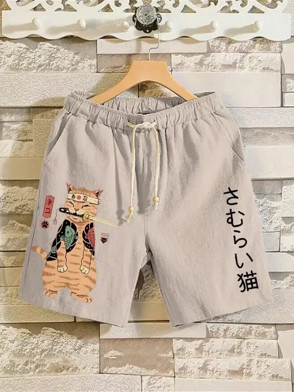2025 été 3D Anime japonais samouraï chat Shorts troncs séchage rapide plage natation Shorts femmes hommes Hip Hop pantalons courts Shorts 6xl