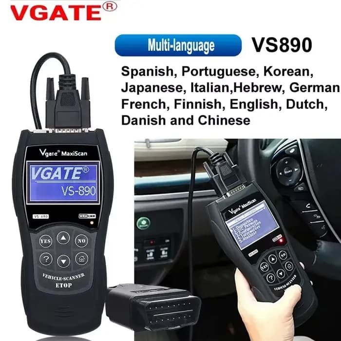 Vgate-VS890 SLilTool VS 2023 Scanner de diagnostic OBD2, multilingue, lecteur de code de voiture, multilingue, BUS, Vervoltage, 890 plus récent, 890