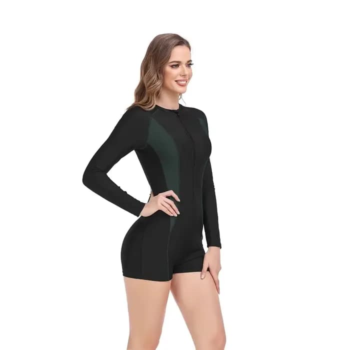 Maillot de bain une pièce slim à manches longues pour femme