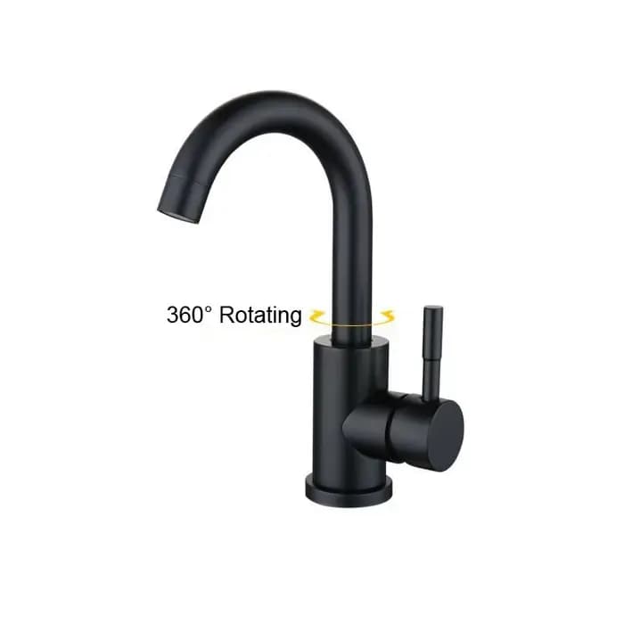 Robinets de lavabo de salle de bains, robinets d'évier noirs, mélangeur d'eau chaude et froide, grue blanche montée sur le pont 360 ° Robinets d'eau universels rotatifs