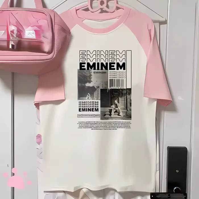 Eminem-T-shirt ras du cou pour femme, vêtement de styliste, anime, manga, années 2000