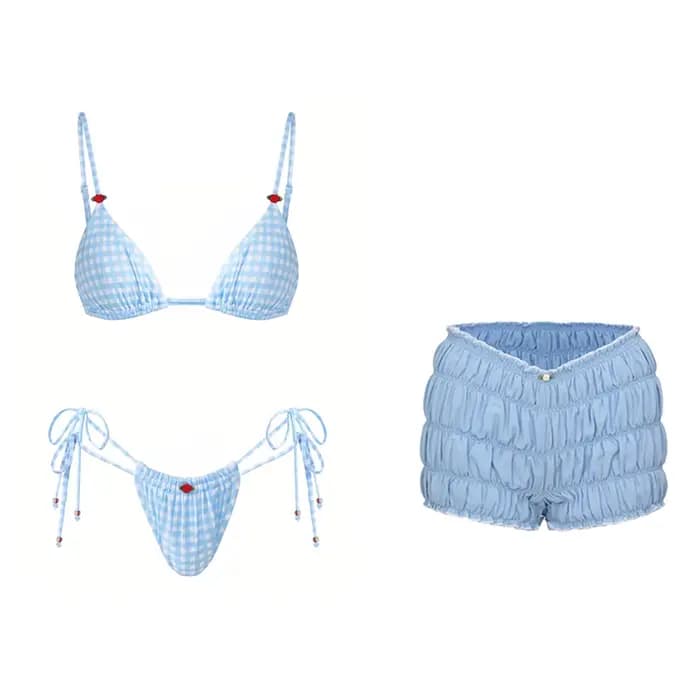 Maillot de bain sexy taille haute avec jupe, bikini, maillot de bain séparé pour femme, maillot de bain à bretelles latérales, tenue de bain