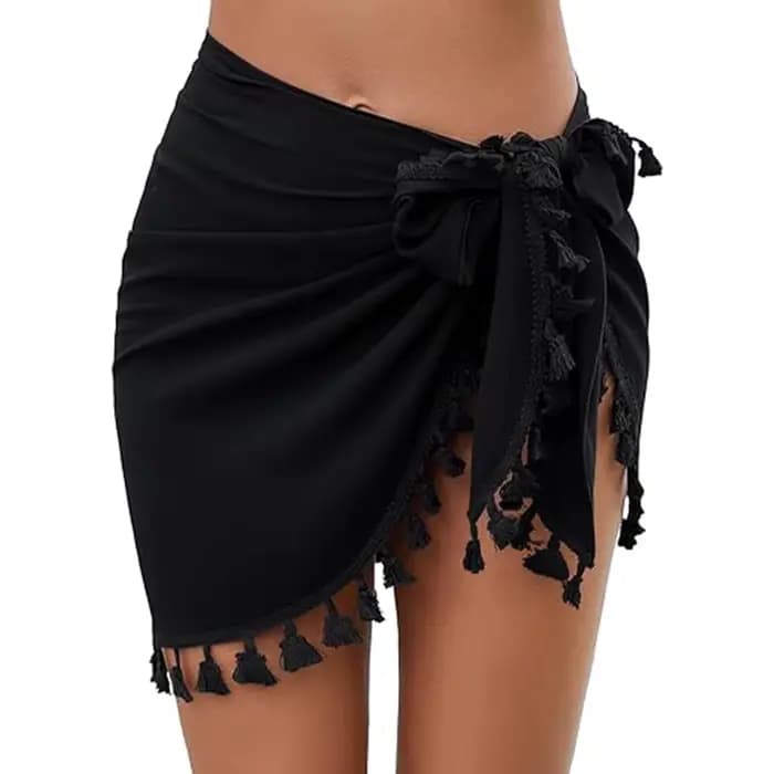 Femmes Sarong Coverups Sexy court maillot de bain en mousseline de soie jupe portefeuille plage