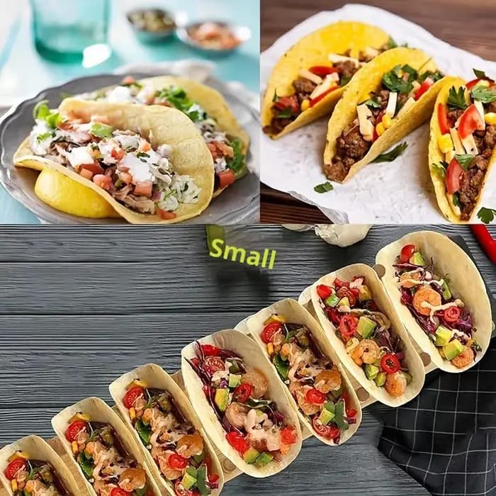 Supports à tacos en bambou, supports alimentaires multi-usages pour tacos à coque dure - Peut contenir 8 tacos par plateau, support à charcuterie de cuisine, support à tortillas