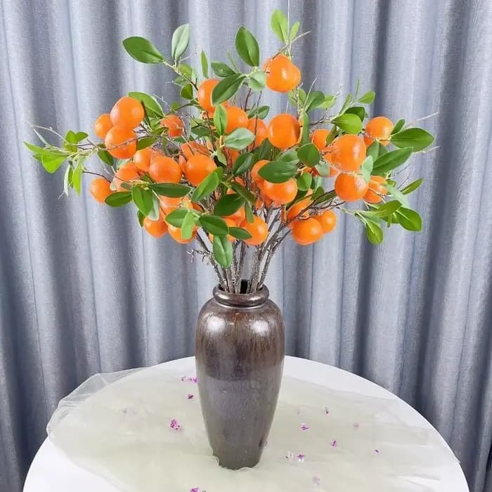 Branche d'Orange Artificielle Feuilles Vertes Luxe Faux Fruit d'Orange Simulation Arbre Fruitier Élégant Réaliste Fruits d'Orange Artificiels