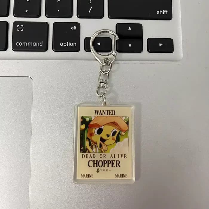 Porte-clés en acrylique One Piece, motif affiche de recherche de récompense, style dessin animé mignon, pendentif pour sac à dos d'étudiant, marchandise d'anime en gros